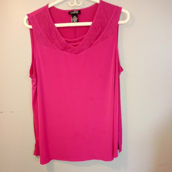 Any Wear by Catherines V-Neck Pullover Sleeveless Tunic Lace OX 14/16W - Picture 1 of 8